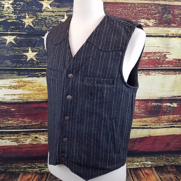WYOMING TRADERS MENS RANGER CONCEALED CARRY PINSTRIPE WOOL VEST - GRAY - Picture 4 of 9